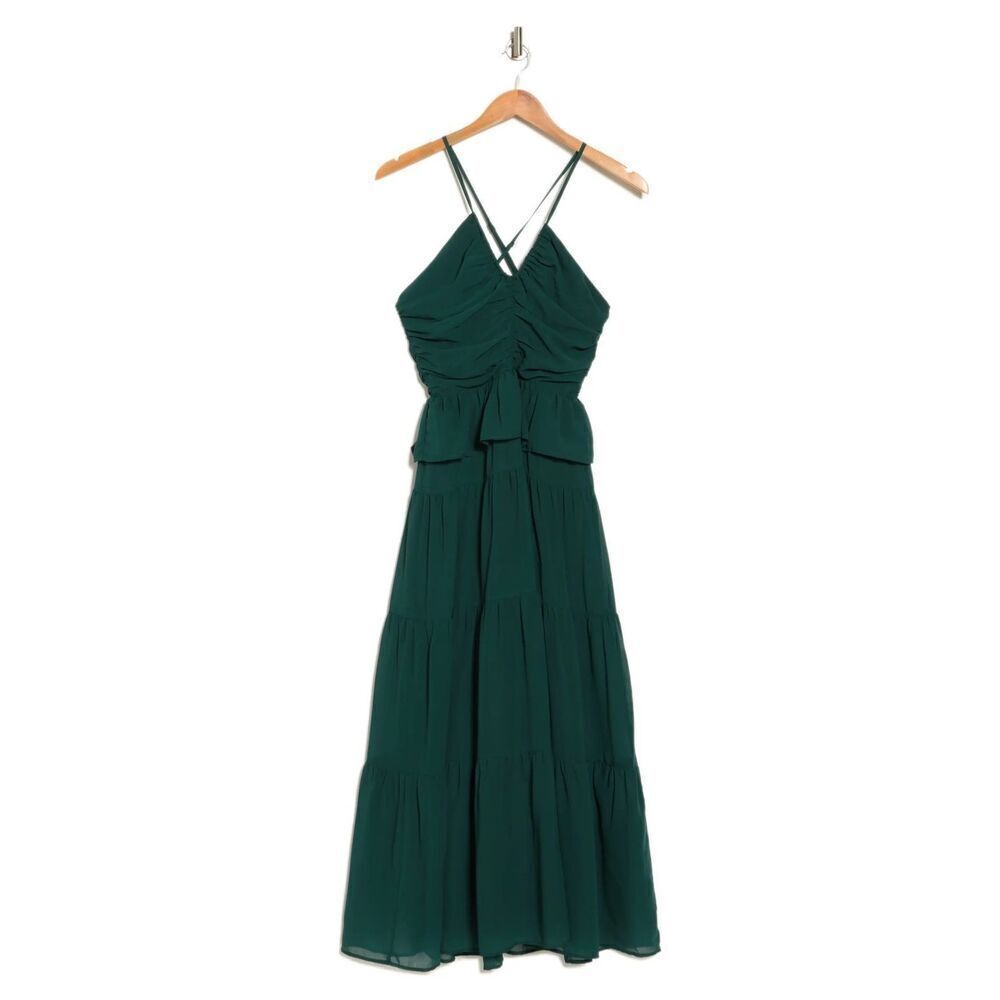 NSR Ruffle MIDI Dress Hunter Green Sz Small